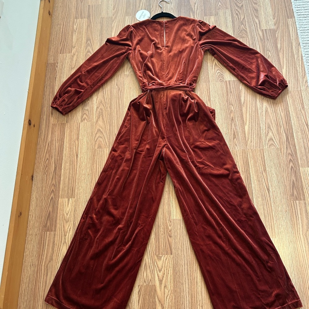 Rust Velvet Long Sleeve Jump Suit - Picture 9 of 9